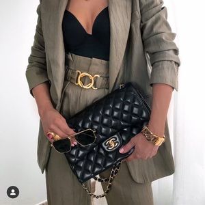 Zara ❤️Bloggers Favorite Green High Waisted Paper Bag  Pants Size XS